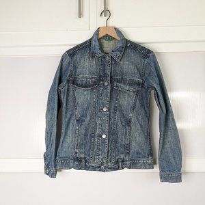 United Colors of Benetton Denim Jacket 100% Cotton Size Small Utility Classic